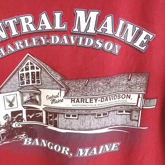 Central Maine Harley Davidson Graphic T-Shirt Men's Large Red Short Sleeve - Picture 8 of 9